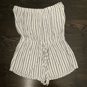 strapless striped romper